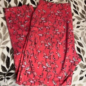 Zelos Flamingo Leggings- Size Large, Pink, pockets